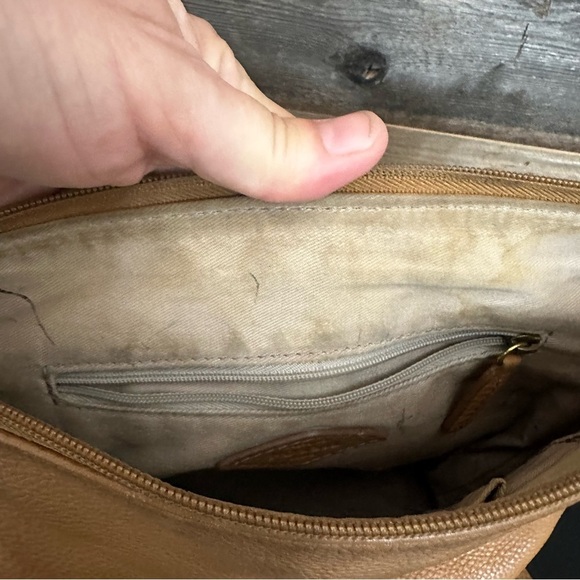 Vintage Fossil Brown Pebbled Leather Crossbody Bag Adjustable Strap Purse - Picture 13 of 15